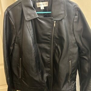 Ava & Viv Women's Sleek Black Leather Jacket